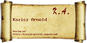 Kozicz Arnold névjegykártya